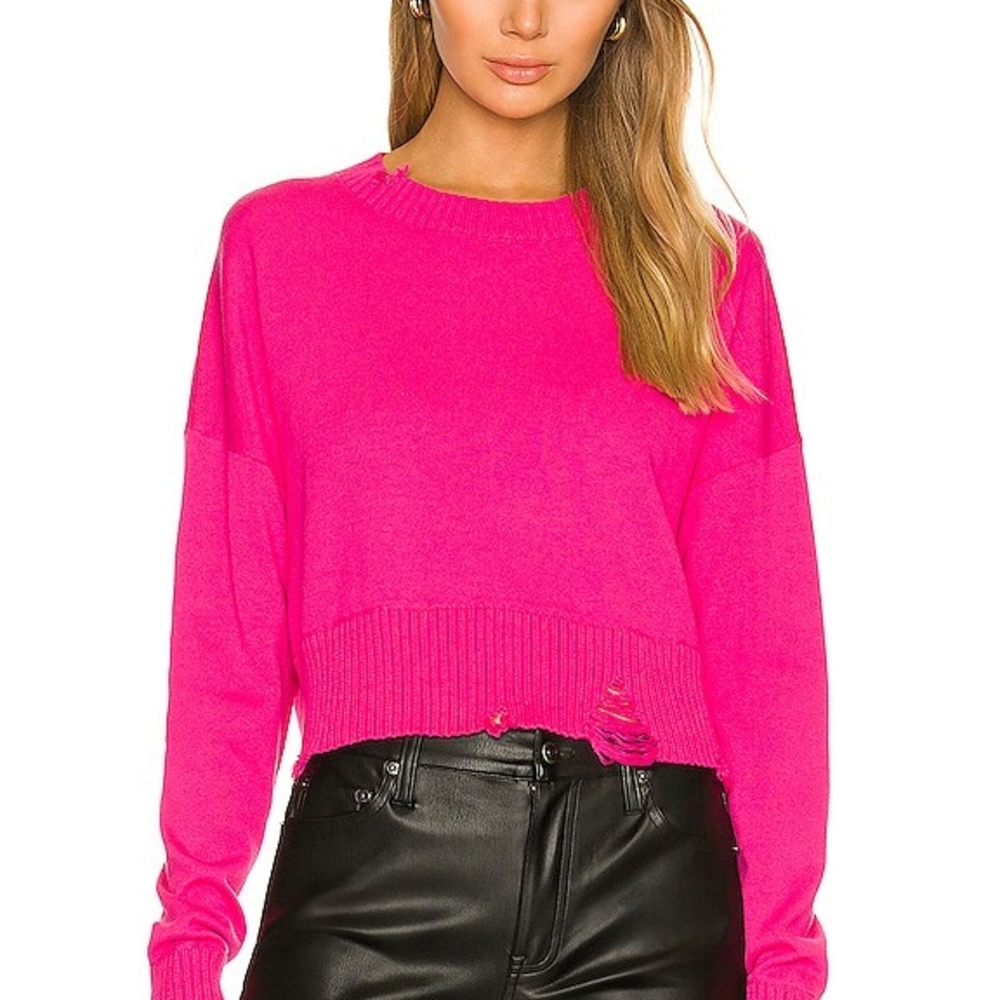 Central Park West Stevie Crewneck Sweater in Pink